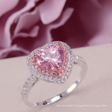 New Arrivals 2021 Sterling Silver Jewellry Pink Heart Ring